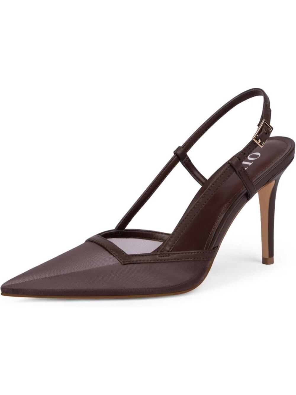 Women's Brown Stiletto Pointed Toe Sleek Slingback High Heel For Weddings Party
